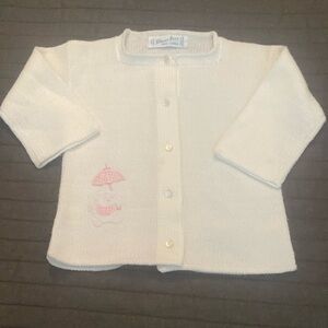 Vintage Feltman Bros. Knit Cardigan Sweater with Appliqué Pink Teddy Like New